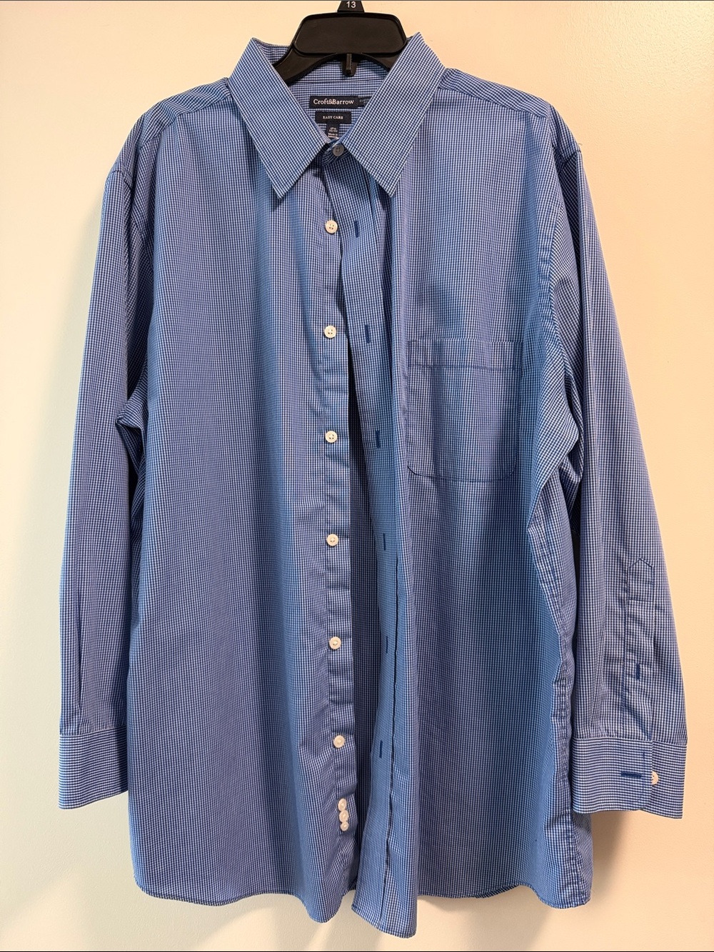 croft & barrow Blue Men's Dress Shirt - Micro Check